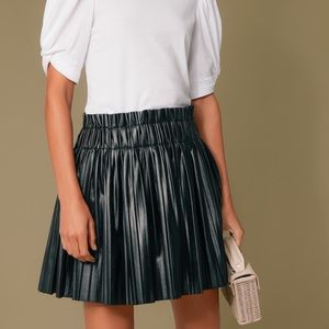 Black Faux Leather Pleat Chelsea Skirt